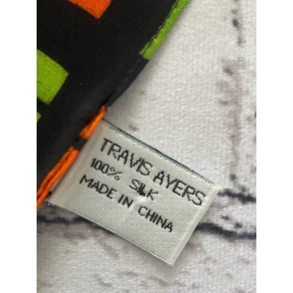 Vintage Travis Ayers Plaid Pattern 100% Silk‎ 12 x 54 Rectangle Scarf Mod Multi